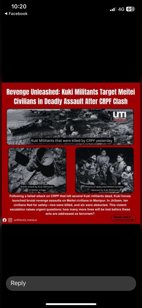 Kuki militants took 6 Meitei women and children hostage as revenge after 11 of the terrorists were killed by CRPF in Jiribam. Killing unarmed women and children is the character of terrorists. <a href="/UNHumanRights/">UN Human Rights</a> <a href="/PIBHomeAffairs/">PIB - Ministry of Home Affairs</a> <a href="/HMOIndia/">गृहमंत्री कार्यालय, HMO India</a> #KukiNarcoTerrorists