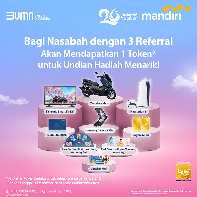 bankmandiri's tweet photo. Bawa Friends &amp; Family untuk daftar dan transaksi di Livin' sebanyak-banyaknya! 
Menangkan liburan ke Korea dan kesempatan dapatkan undian hadiah lainnya.
Info: https://t.co/6wV3M7PDVG