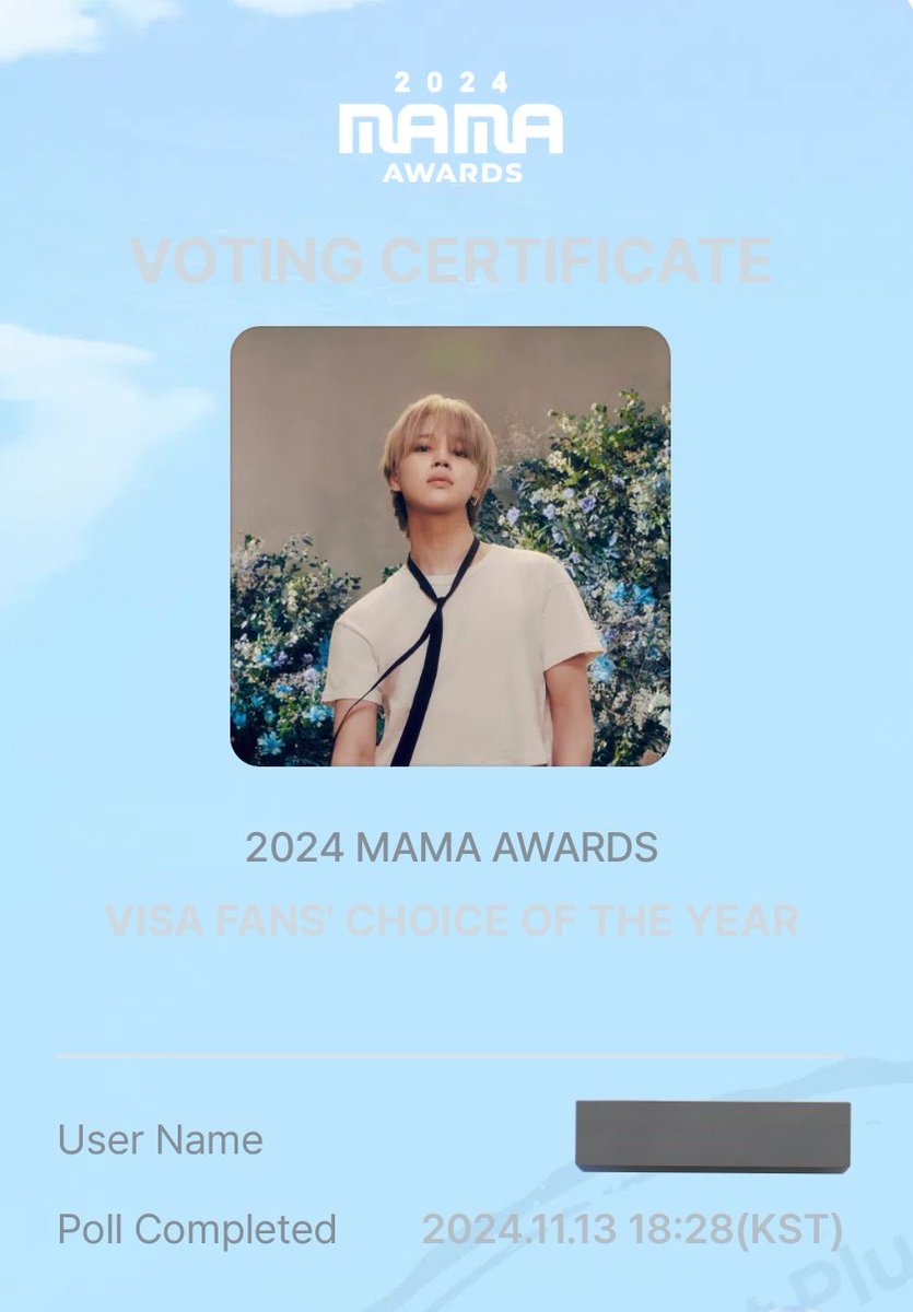 ZIBA_7777's tweet photo. I vote #jimin on Fans Choice Male Category for #2024MAMAVote https://t.co/x3R0vX2bh2