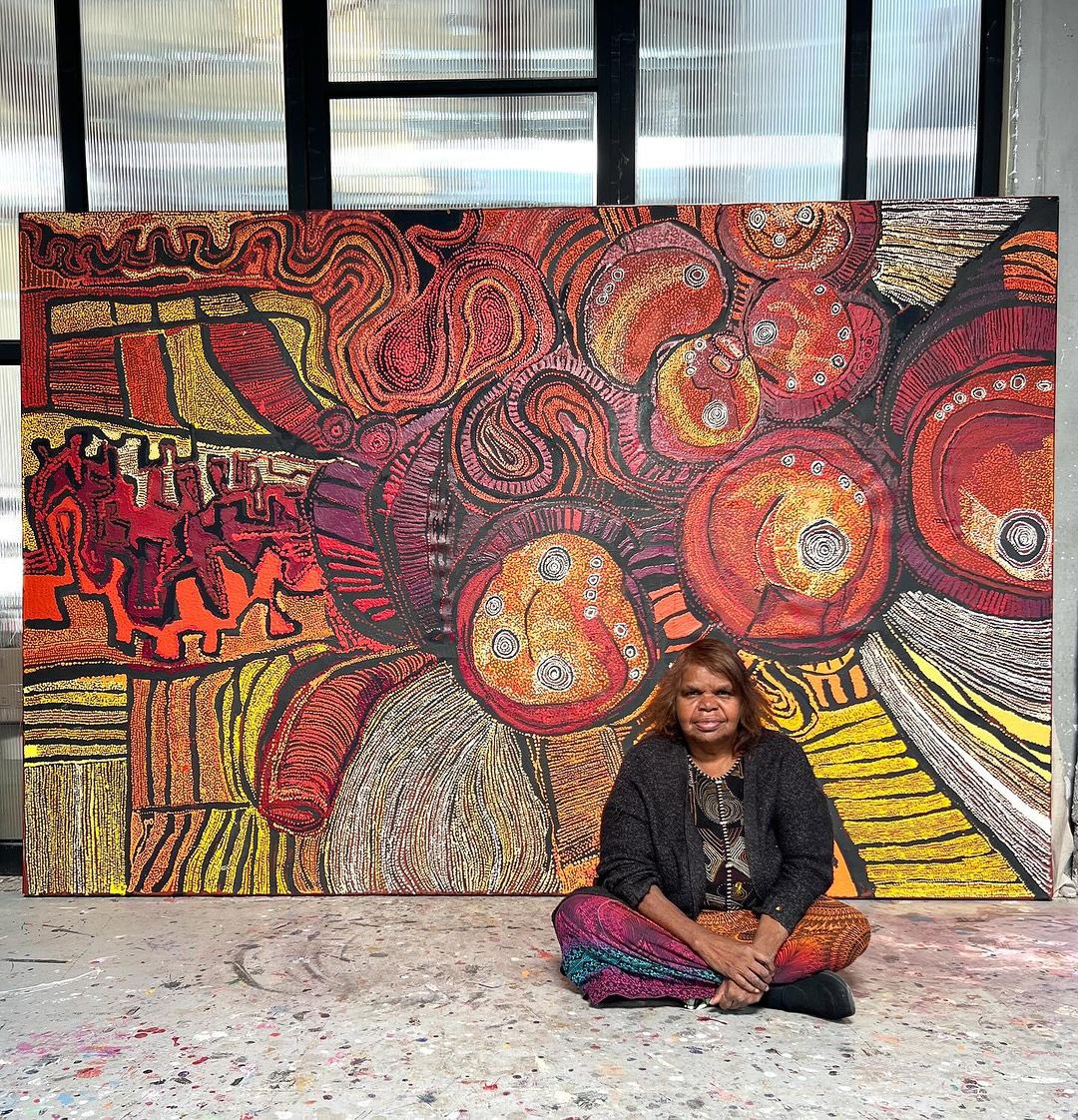 Nyunmiti Burton - Kungkarangkalpa Tjukuṟpa -7 Sisters Tjukuṟpa @collectiveartcentre ❤️❤️❤️#apy #apyartcentres #aboriginalart #aboriginalbusiness #keepingculturestrong #nyunmitiburton