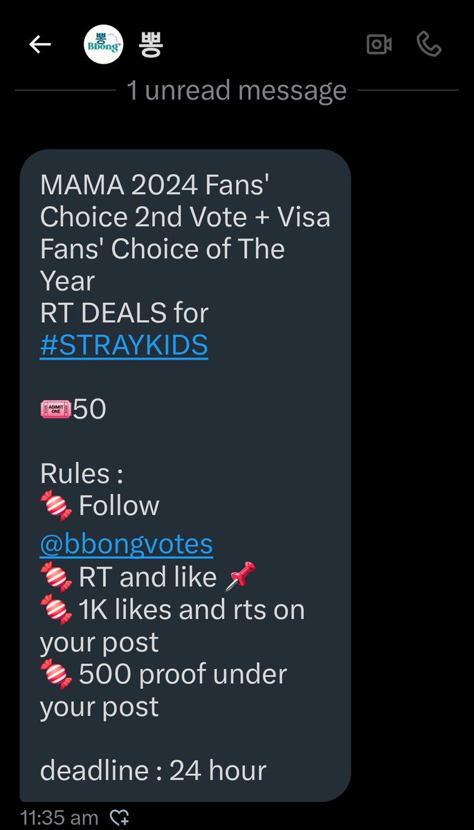 Miral_Bahaa_'s tweet photo. MAMA 2024 Fans' Choice 2nd Vote + Visa Fans' Choice of The Year
RT DEALS for #STRAYKIDS

🎟50

Rules : 
🍬 Follow @bbongvotes
🍬 RT and like @bbongvotes pinned post 📌
🍬 1K likes and rts on this post
🍬 500 proof under this post

deadline : 24 hour https://t.co/OWMHnDJ1PC