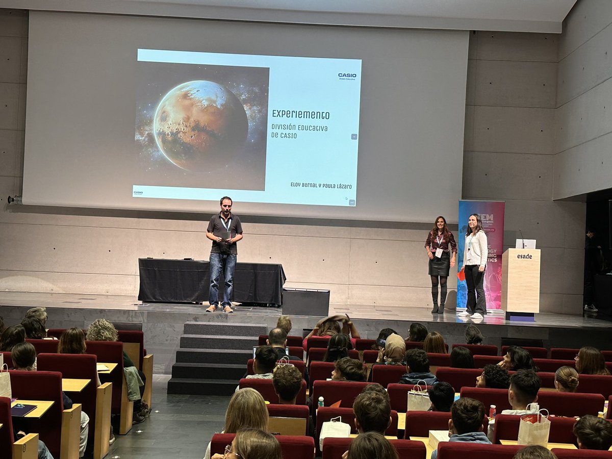 StemwomenEurope's tweet image. 👍⭐️#SWCBarcelona2024 INSPIRATION INITIATIVES
Experiment 2 – Misión a Marte by @CASIOedu Paula Lázaro, Education Advisor at Casio División Educativa, Eloy Bernal, Head of Communications at Casio División Educativa
#STEMGirls #STEM #GenderBias 
@Esade Campus Pedralbes #Barcelona
