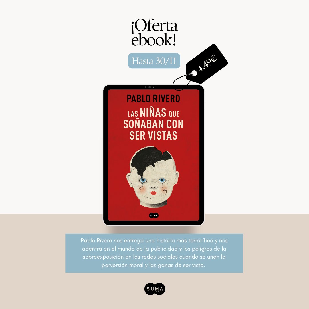 ¡OFERTA EBOOK! Consigue «Las niñas que soñaban con ser vistas» de Pablo Rivero por 💥4,49€💥
<a href="/sumadeletras/">SUMA DE LETRAS</a>

Aquí 📲 bit.ly/4fdA0M0
30/11/2024🔚 #OfertasEbooks