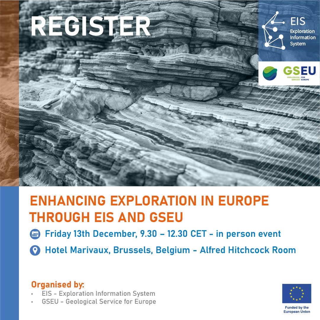 Save the date: Dec 13 for "Enhancing Exploration in Europe through EIS &amp; GSEU" 🌱

Dive into sustainable solutions for #MineralExploration with insights on EIS test sites, mining innovations, and the powerful EIS Toolkit.

🔗 More info: eis-he.eu/rmw2024
