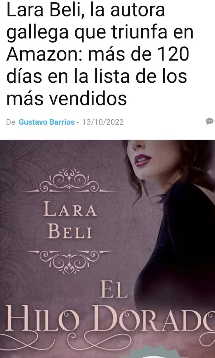 Esta noticia se publicó hace poco más de dos años. Mil gracias a todos los que habéis hecho posible que más de 700 días después "El hilo dorado" siga estando entre los libros más vendidos en Amazon. Hoy, de nuevo en el top10 de la tienda Kindle.