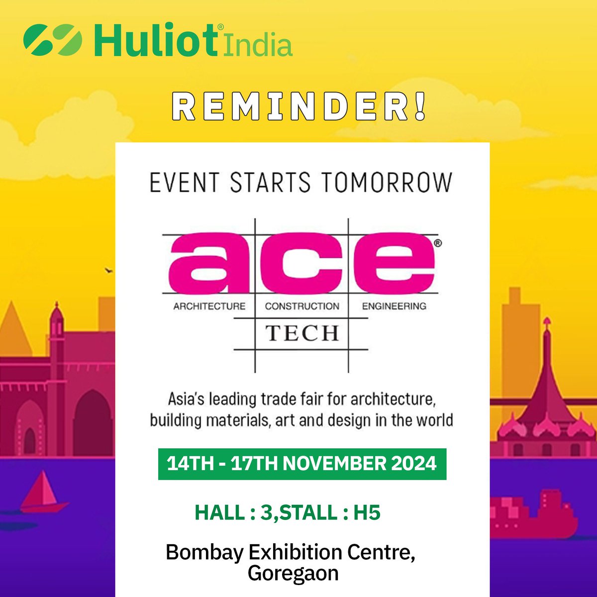huliot_india's tweet image. Event reminder! Don&apos;t forget to join us at Acetech on 14th to 17th November at BEC, Mumbai.

#Acetech2024 #plumbingevents #HuliotIndia #HuliotGroup #Huliot #Huliotpipes #drainagesolutions #pipingsolution #MadeinIndia #innovativedesign #innovativeproducts #constructioncompany
