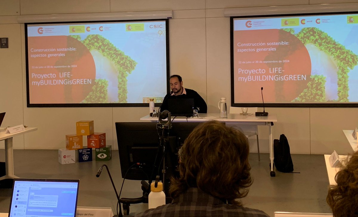 The <a href="/buildingisgreen/">LIFE-myBUILDINGisGREEN</a> project is included in the on-site phase of <a href="/AECID_es/">AECID</a> Sustainable Construction course in Montevideo (Uruguay):
👉 life-mybuildingisgreen.eu/en/life-mybuil…

<a href="/LIFEprogramme/">LIFE Programme</a>
#AfterLIFE_mBiG
<a href="/AECIDUruguayOTC/">AECID Uruguay OTC Regional</a>