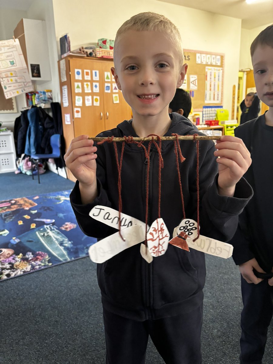 StEdwards_C2's tweet image. We have been making weather mobiles in science. We have learnt all about the weather in each month and season. #stedwardsscience