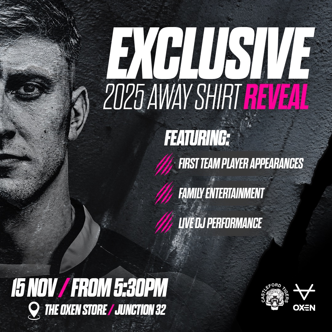 🙌 Come down to the away shirt launch tomorrow to see our new away shirt unveiling.

🫵 We shall see you at the Oxen store at Junction 32 tomorrow from 5:30!

#COYF•#TIGERSFUTURE