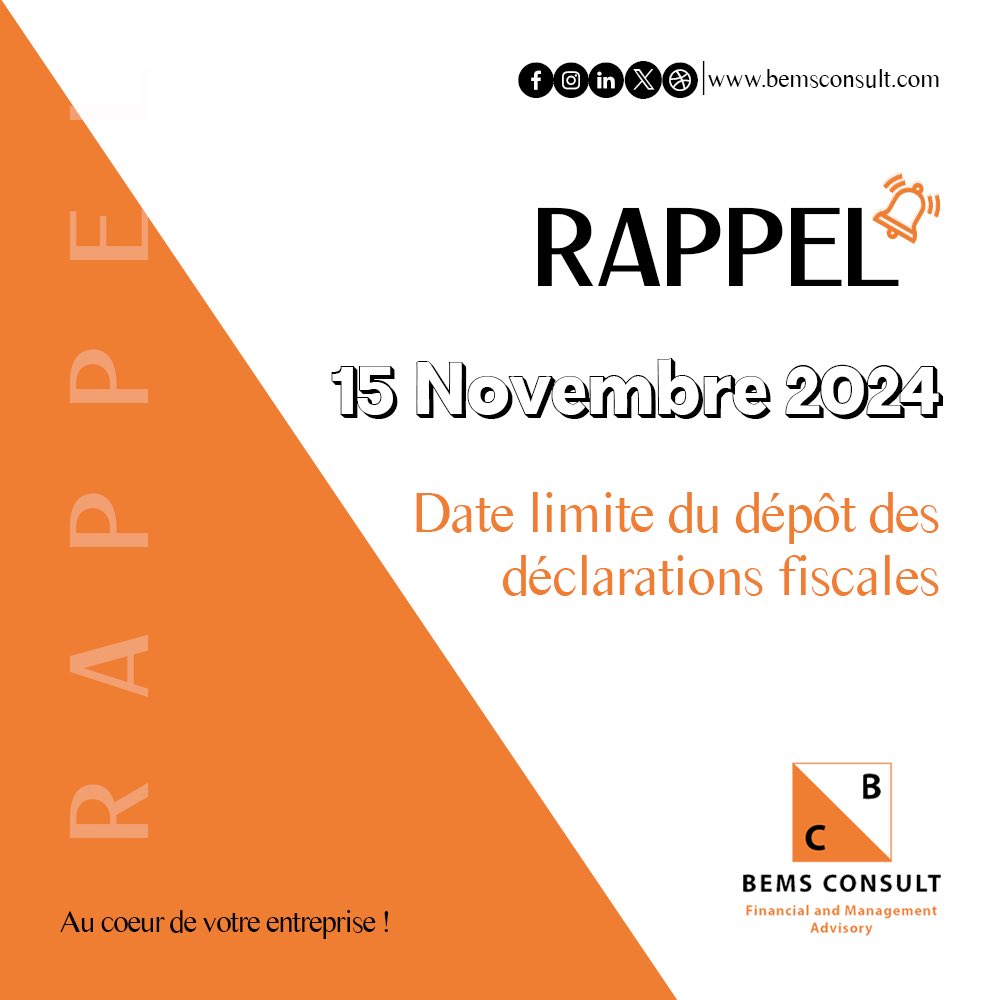 bems_consult's tweet photo. 🔔 𝗥𝗔𝗣𝗣𝗘𝗟 🔔 

Dépôt des déclarations fiscales

https://t.co/rZJdlNmqOa https://t.co/CtGViKeXNc
