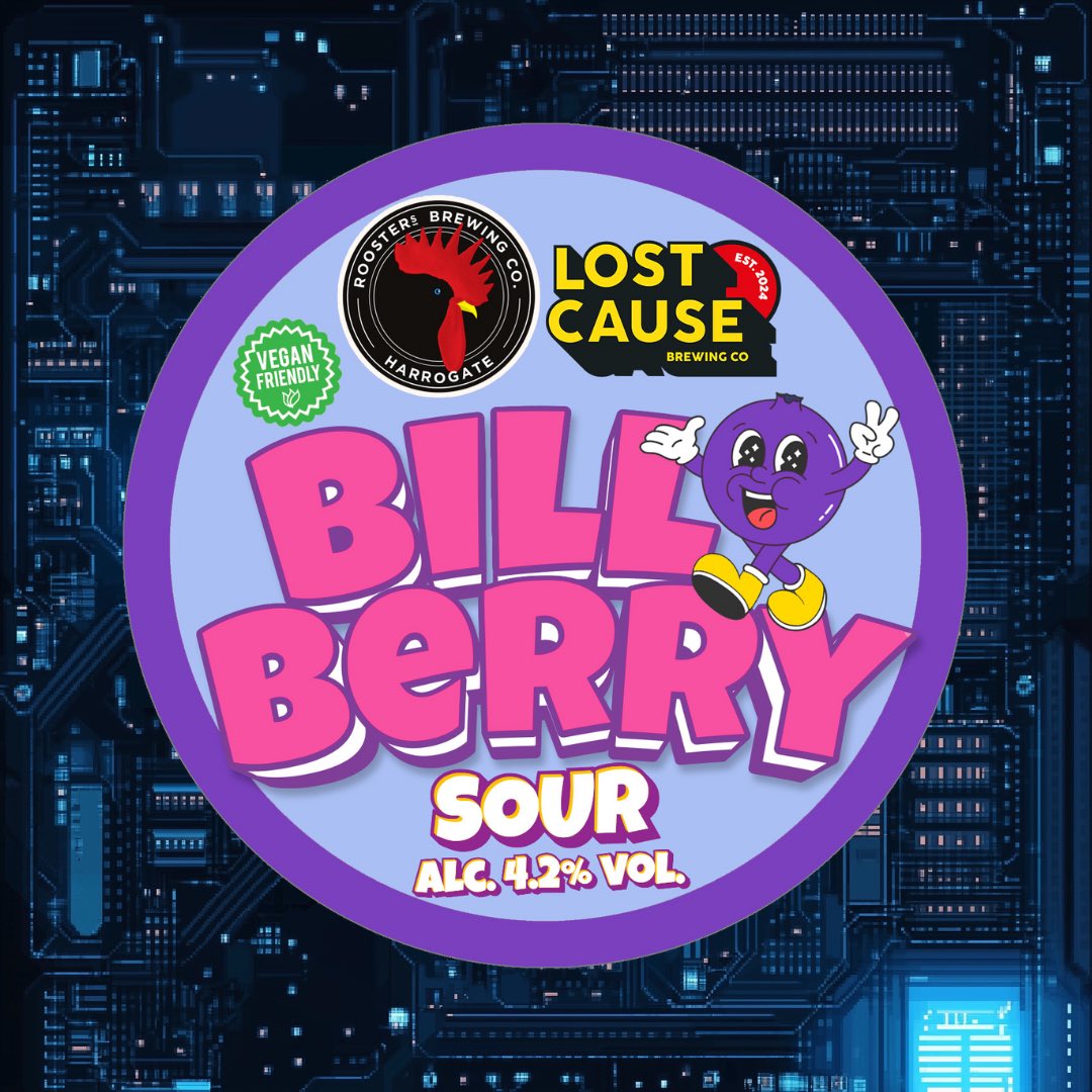 Roosters Brewing Co X Lost Cause Brewing Co: Bill Berry Sour (4.2%)

A lip-smacking kettle sour infused with bilberries.