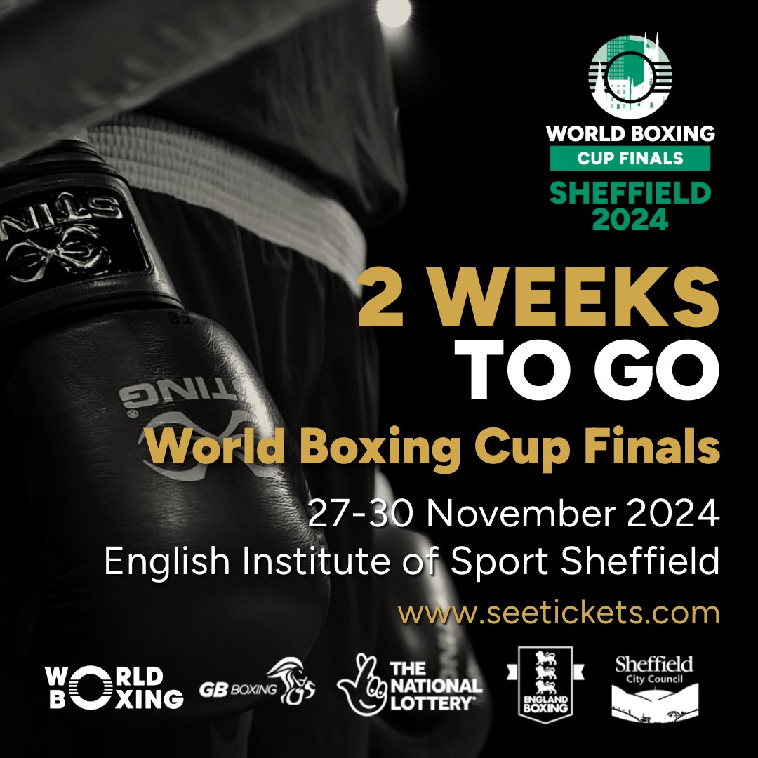 🗓️  There’s only two weeks left until the World Boxing Cup Finals kick off at the English Institute of Sport Sheffield.

Over 140 boxers are expected to compete across seven men’s and six women’s weight categories. Who do you hope to see in action?

#WorldBoxingCup #Boxing