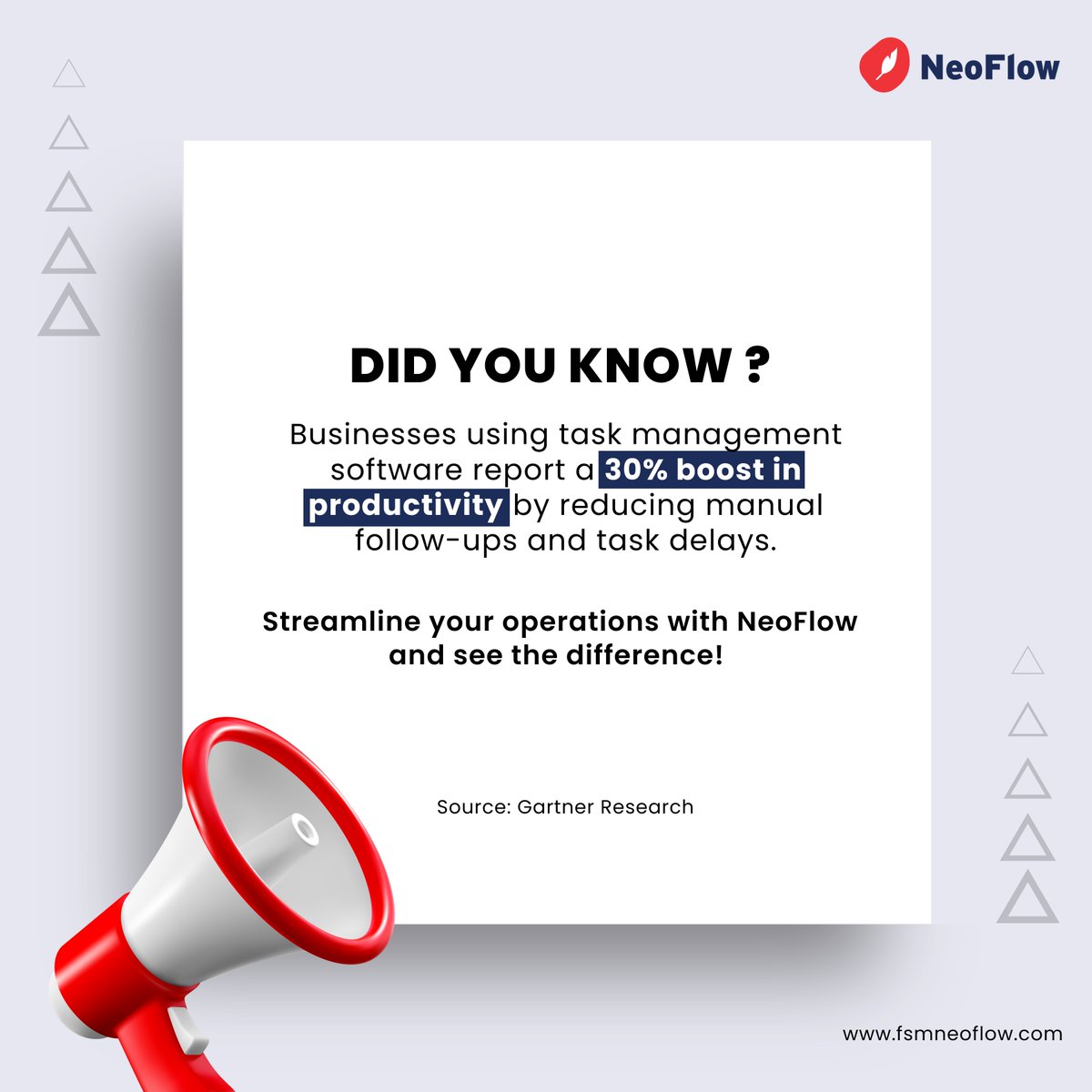 Neoflow_FSM's tweet image. 🚀 Did you know? Businesses using task management software see a 30% boost in productivity by cutting down on manual follow-ups and delays! Streamline your operations with NeoFlow and experience the difference. 

fsmneoflow.com

#ProductivityBoost #NeoFlow #Business