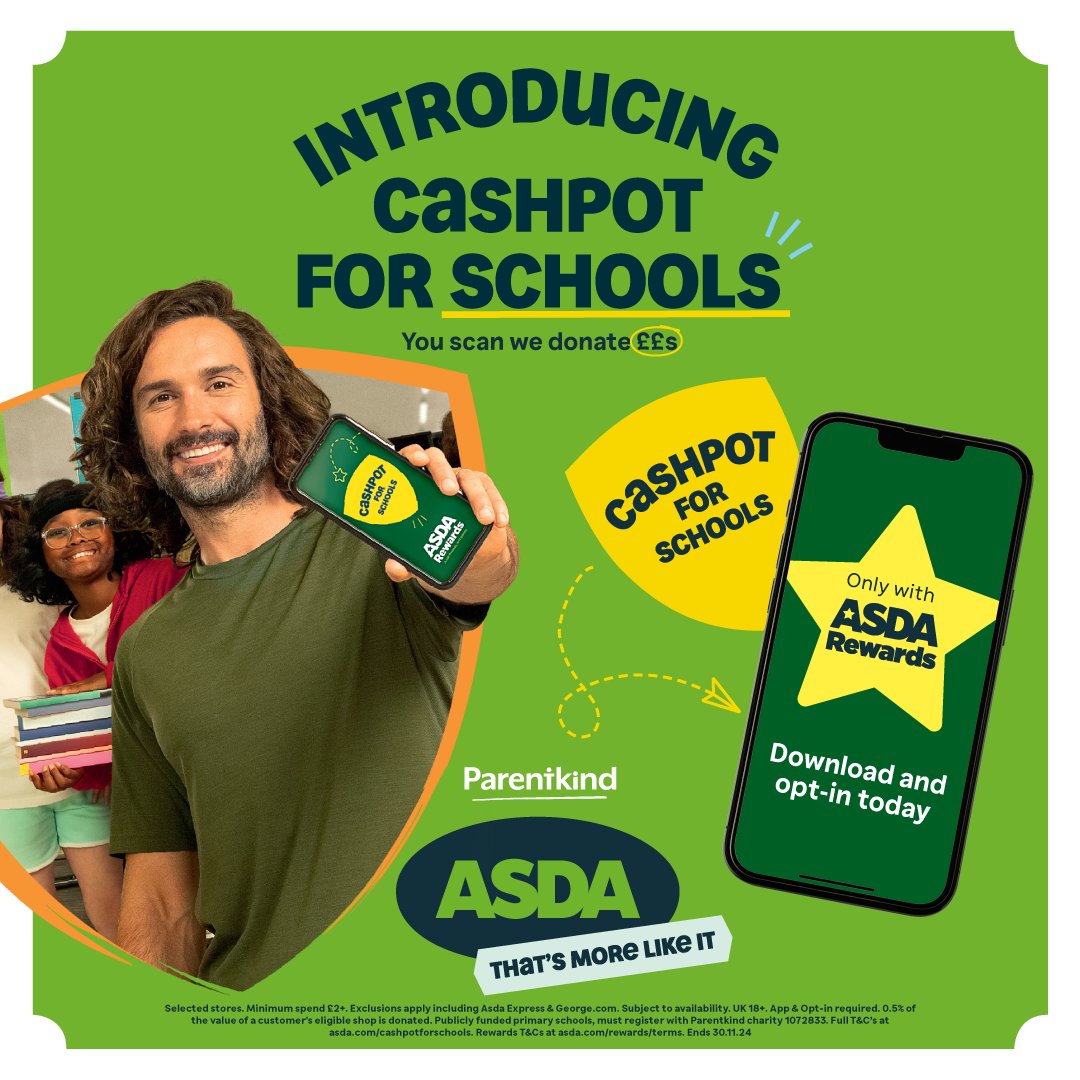 Download the #ASDA app and help raise funds for our school - every time you use the app, Asda will donate to  the school. Visit asda.com/cashpotsforsch… for more information. #CashpotsforSchools