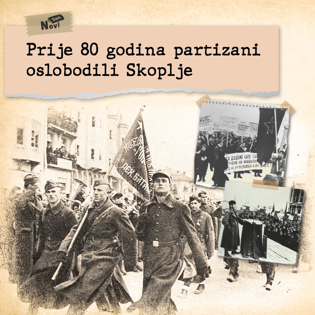 novi__DANI's tweet photo. Danas se obilježava 80 godina od oslobođenja Skoplja (13.11.1944). Partizanske snage, uz podršku građana, oslobodile su grad od nacističke okupacije i sačuvale ključne objekte od uništenja. Ovaj dan označava jedan od najvažnijih trenutaka u istoriji nove Makedonije. https://t.co/Z5RB7CUBTA