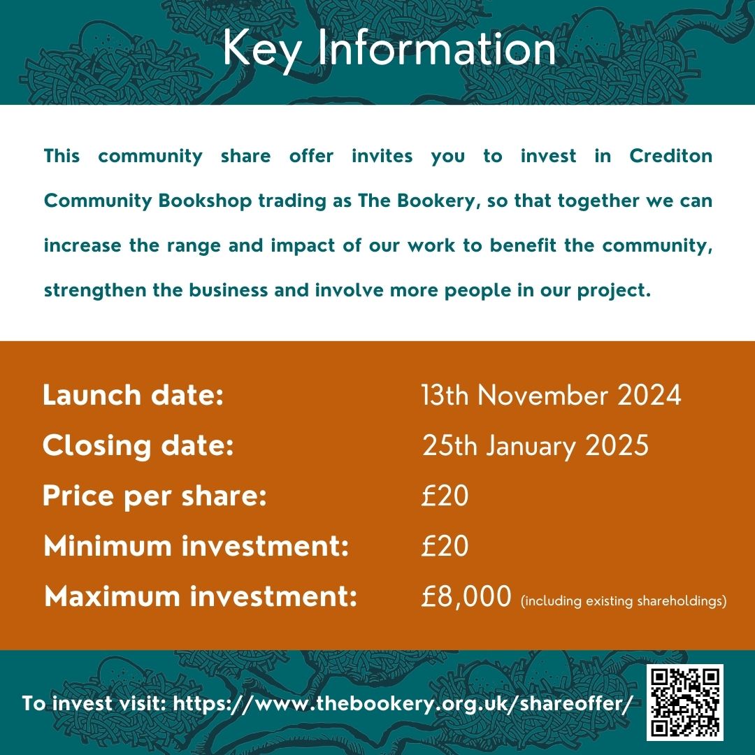 Help us grow our community – our new Community Share Offer opens today! 
In 2025 The Bookery will celebrate 12 years of trading &amp; community work... 🧵 ⬇️ 1/5