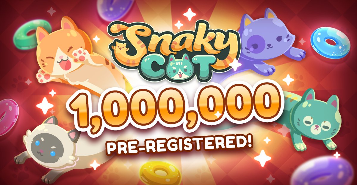 SnakyCatMobile's tweet image. We've reached 𝟭𝗠 pre-registered Snaky Cats from all over the world! 🥳 Thank you everynyan for your support🐱💕

All pre-registered players will receive:
💎2000 Rubies
🪙30 Cat Tokens
🐱Legendary Cat

Purr-register for #SnakyCat meow🐾
➤appxplore.com/snakycat