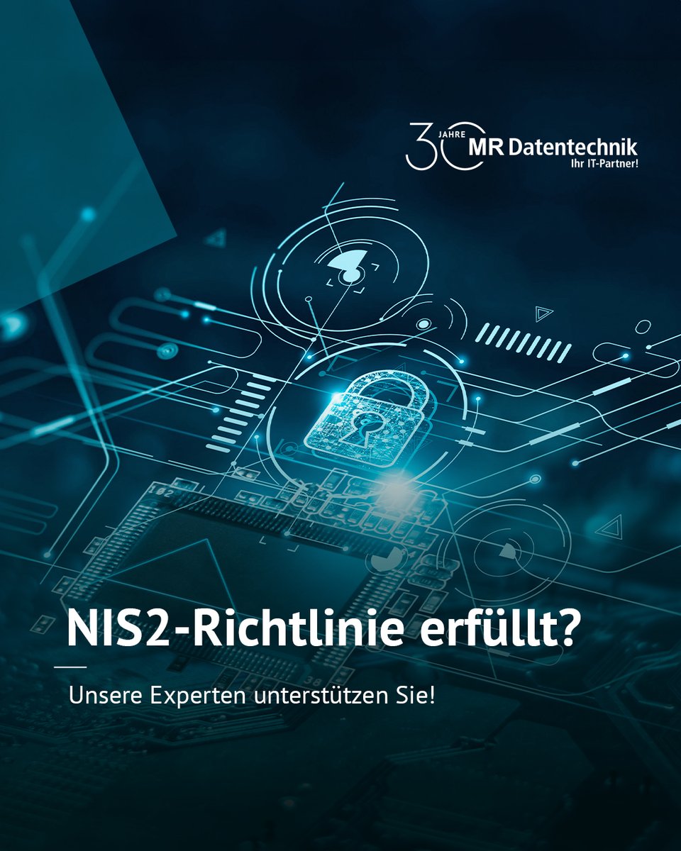 MRDatentechnik's tweet photo. Habt ihr die NIS2-Richtlinie im Griff?🤔
Seit dem 17. Oktober müssen alle betroffenen Unternehmen sämtliche Anforderungen erfüllen. 
Habt ihr bereits alle notwendigen Maßnahmen umgesetzt? Oder gibt es noch Punkte, bei denen wir euch unterstützen können?
🔗 https://t.co/ocJweVMlee https://t.co/OHmiiScgty