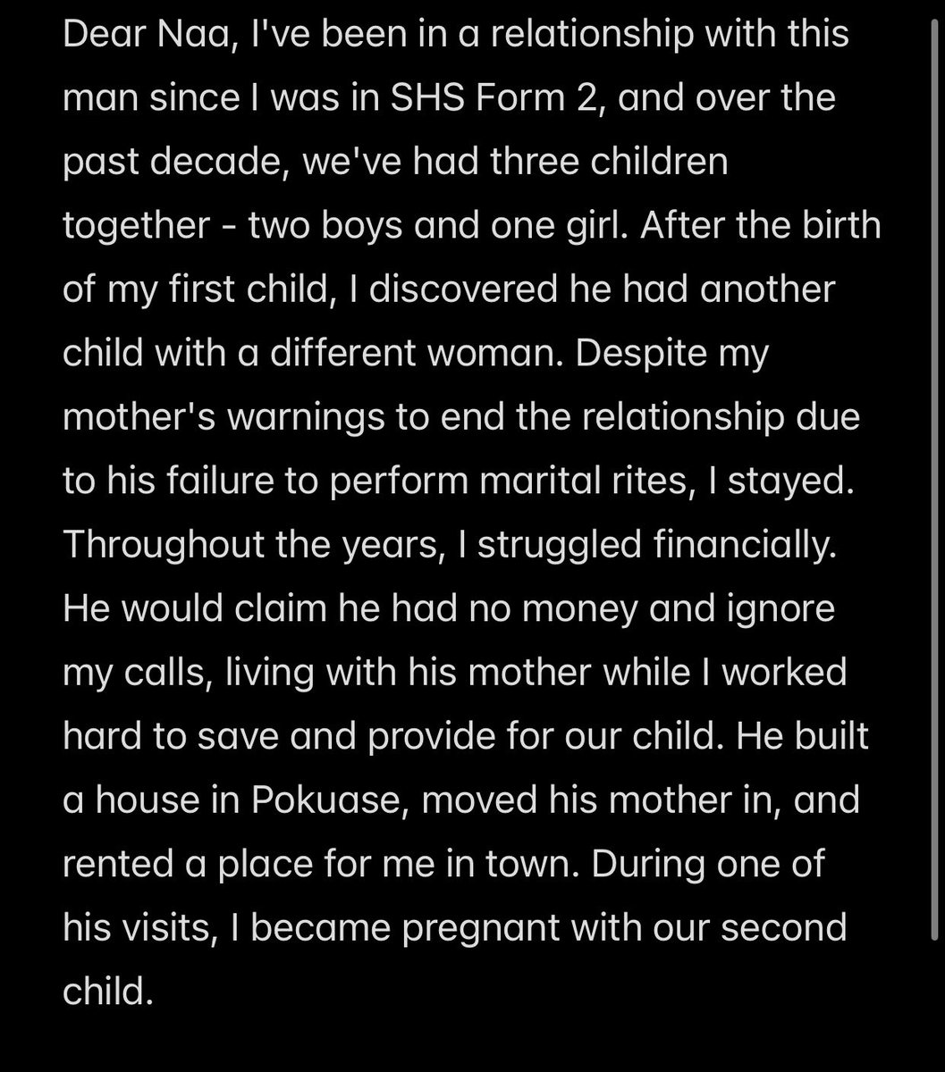 Hitz1039FM's tweet photo. Dear Naa,

I've been with a man since SHS Form 2, had three kids, faced financial struggles, endured abuse, and now need guidance on moving forward. #CandidOnHitzFm with @Adjele_Doku https://t.co/IBqzYbpqaE