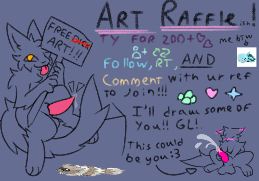 midnight_purrs's tweet image. TY FOR 200!! 🎉

read the image for how to get a chance to get a silly doodle from me :3
#furrynsfw #yiff