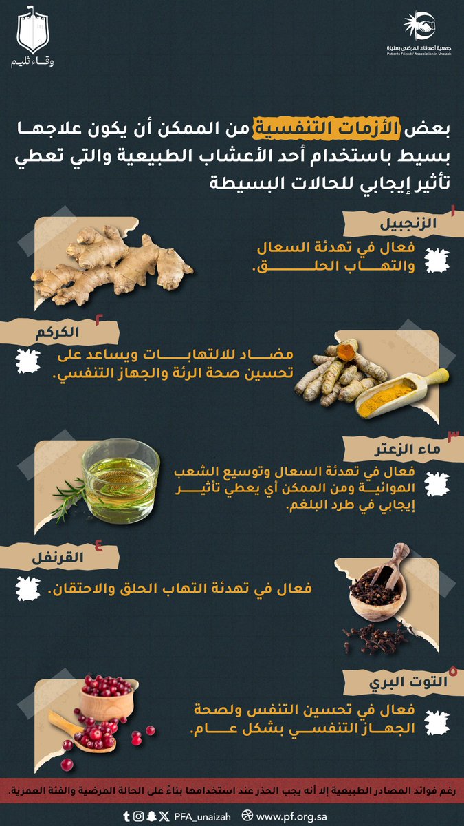 pfa_unaizah's tweet photo. مع تقلبات الجو من الممكن أن تحتاج إلى أعشاب بسيطة تساعدك بتجاوز الأزمات التنفسية 🥜🌰

#سنة_عجاجان
#وقاء_ثليم https://t.co/ChL2XhQ8v1