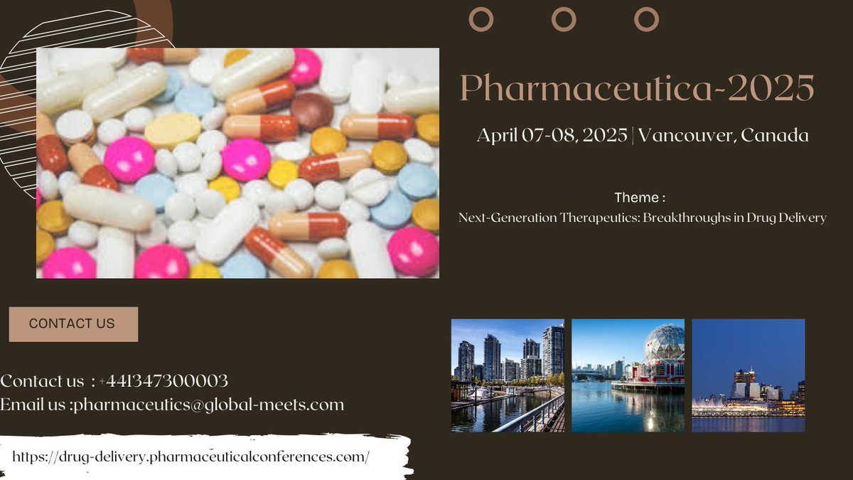 RChambelli's tweet photo. Step into a world of unparalleled growth and opportunity at 4th International Conference and Expo on Pharmaceutics &amp; Novel Drug Delivery Systems Set to take place on April 07-08, 2025 Vancouver, Canada This premier event offers a dynamic platform for professional advancement https://t.co/QSkEaSdNny