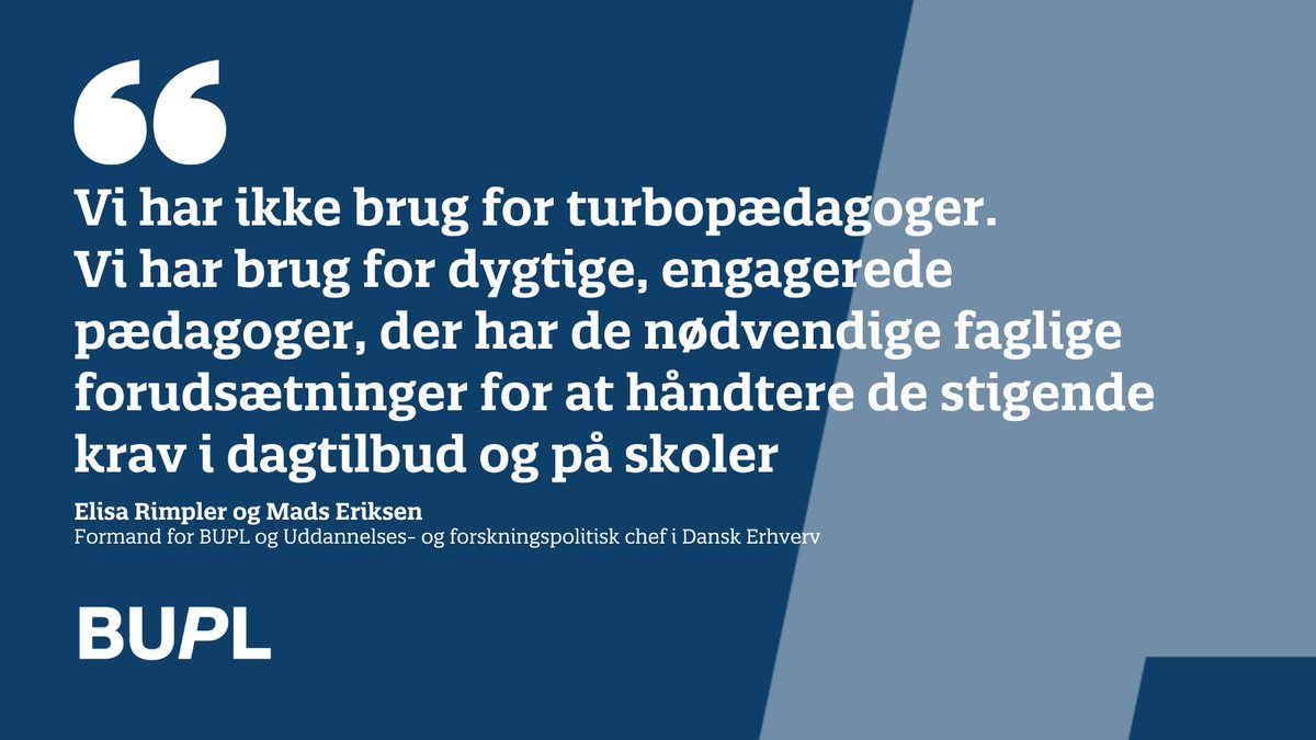 bupldk's tweet image. Ros til @regeringDK for at ville styrke pædagoguddannelsen. Men hvis man samtidig udvander adgangskravene til uddannelsen og ikke sikrer, at nye studerende er fagligt og modenhedsmæssigt parate, er vi lige vidt, skriver @BUPLFormand og @madseriksen1208 i @jyllandsposten #uddpol