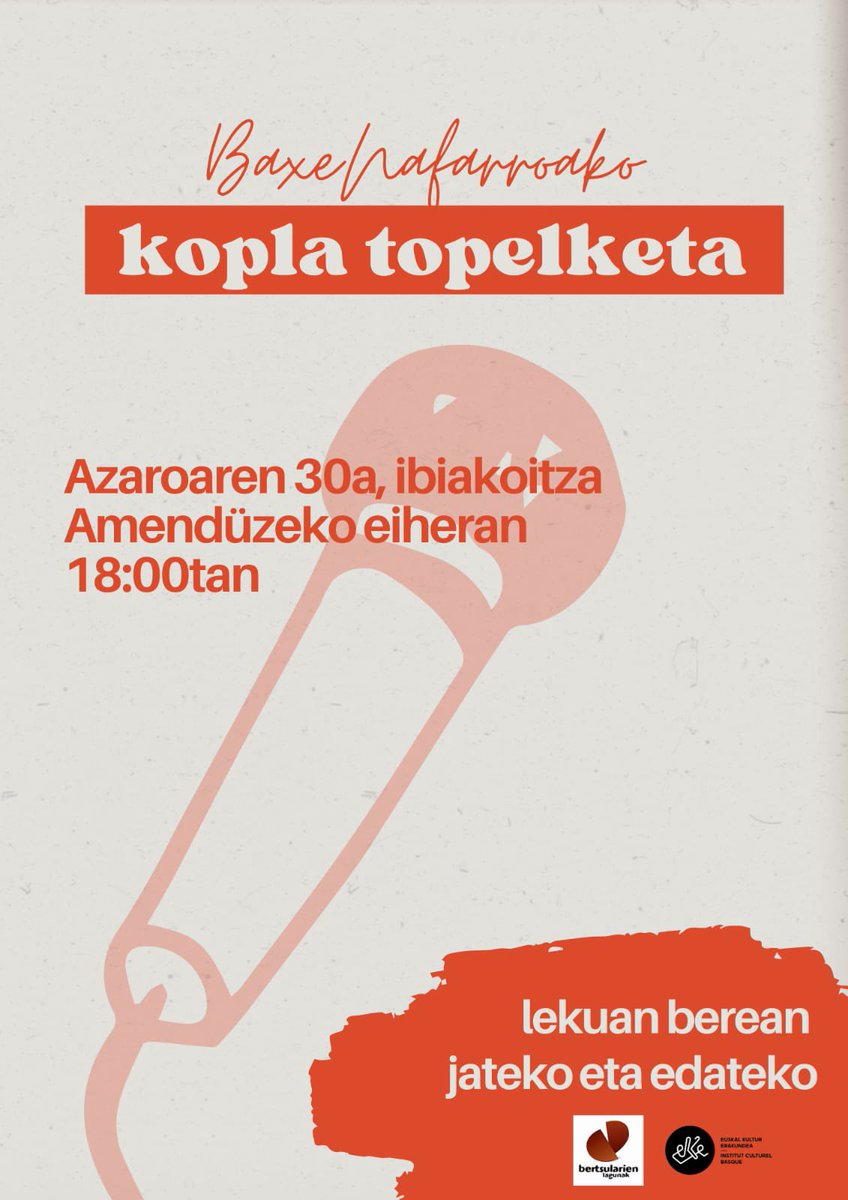 Baxenafarroako kopla txapelketa izanen da azaroaren 30an Amendüzen. 13 bertsolari arituko dira kantuan 👇