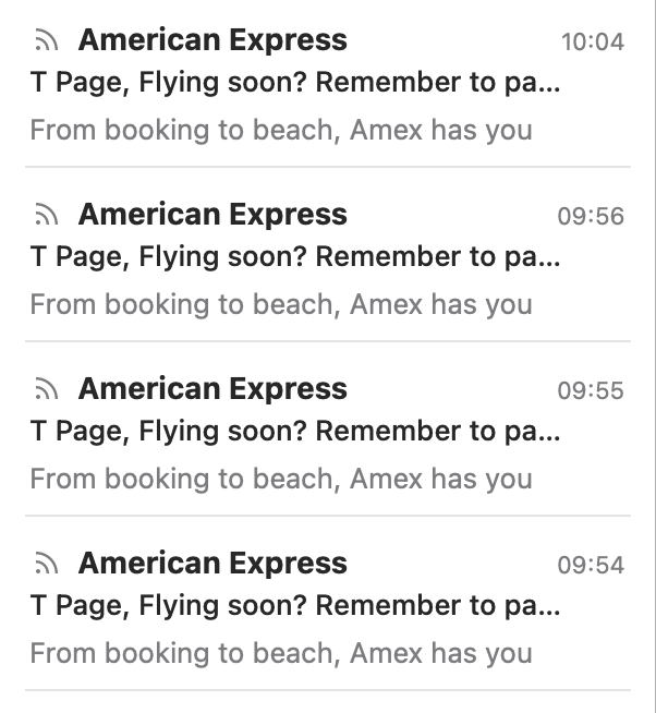 7R15's tweet photo. Me: I'm relaxing at home, taking a nice break from flying and trips away, not having to think about going anywhere for another 2 weeks

Amex: The fuck you are https://t.co/MSYuMTKHsx
