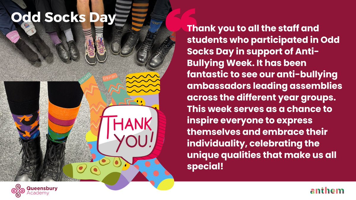 Thank you to our staff and students for showing their support on Odd Socks Day! Your enthusiasm highlights the importance of kindness and a shoutout to our amazing Anti-Bullying Ambassadors for helping create a safe and supportive environment for everyone.🧦 #OddSocksDay #weCARE