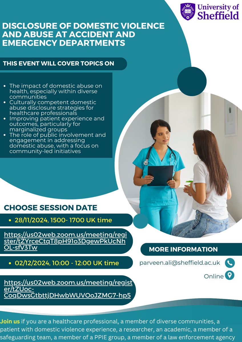 Dr Ash Talpur (@talpurash) on Twitter photo Understanding Domestic Abuse and A&E Support: Join Our Event. <a href="/ndvh/">National Domestic Violence Hotline</a> <a href="/MaydayDVS/">Mayday Domestic Abuse/Violence Services</a> <a href="/lovingme_uk/">Loving Me: Trans/NB Domestic Abuse Service🏳️⚧️</a> <a href="/_DVASSIST/">DOMESTIC VIOLENCE ASSIST</a> <a href="/Southerndas/">Stop Domestic Abuse</a> <a href="/parveenazamali/">Prof Parveen Ali</a> <a href="/VAMHN/">Violence Abuse and Mental Health Network</a> <a href="/sj_action/">Survivor Justice Action</a> <a href="/covaw/">Coalition on Violence Against Women (COVAW)</a> <a href="/womensaid/">Women's Aid</a> <a href="/WHO/">World Health Organization (WHO)</a> <a href="/DBH_NHSFT/">Doncaster and Bassetlaw Teaching Hospitals</a> <a href="/BurdettTrust/">Burdett Trust 💙</a> <a href="/DHSCgovuk/">Department of Health and Social Care</a> <a href="/NCEAatUSC/">National Center on Elder Abuse</a> <a href="/AKUGlobal/">Aga Khan University</a> <a href="/SheffieldHosp/">Sheffield Hospitals</a> Understanding Domestic Abuse and A&E Support: Join Our Event. <a href="/ndvh/">National Domestic Violence Hotline</a> <a href="/MaydayDVS/">Mayday Domestic Abuse/Violence Services</a> <a href="/lovingme_uk/">Loving Me: Trans/NB Domestic Abuse Service🏳️⚧️</a> <a href="/_DVASSIST/">DOMESTIC VIOLENCE ASSIST</a> <a href="/Southerndas/">Stop Domestic Abuse</a> <a href="/parveenazamali/">Prof Parveen Ali</a> <a href="/VAMHN/">Violence Abuse and Mental Health Network</a> <a href="/sj_action/">Survivor Justice Action</a> <a href="/covaw/">Coalition on Violence Against Women (COVAW)</a> <a href="/womensaid/">Women's Aid</a> <a href="/WHO/">World Health Organization (WHO)</a> <a href="/DBH_NHSFT/">Doncaster and Bassetlaw Teaching Hospitals</a> <a href="/BurdettTrust/">Burdett Trust 💙</a> <a href="/DHSCgovuk/">Department of Health and Social Care</a> <a href="/NCEAatUSC/">National Center on Elder Abuse</a> <a href="/AKUGlobal/">Aga Khan University</a> <a href="/SheffieldHosp/">Sheffield Hospitals</a>