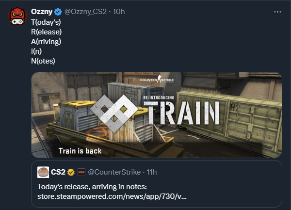 agency_clan's tweet photo. O que acham malta? 🤯
#CS2 #BringTrainBack #MirageNeedsToGo #VertigoToo https://t.co/g2qAJgOxg0