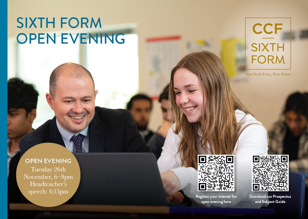 Christ's College Finchley (@christscolfinch) on Twitter photo Where will your Sixth Form take you? Join our open evening on 26th November, 6pm, to find out how we can support you in creating your own pathway to success. External students, book your place here: christscollegefinchley.org.uk/Sixth-Form-Ope… #CCFSixthForm #YourSixthForm #YourFuture Where will your Sixth Form take you? Join our open evening on 26th November, 6pm, to find out how we can support you in creating your own pathway to success. External students, book your place here: christscollegefinchley.org.uk/Sixth-Form-Ope… #CCFSixthForm #YourSixthForm #YourFuture