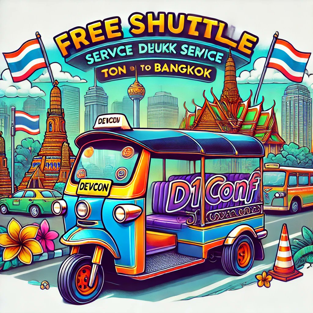 d1conf's tweet photo. 🚐 Exciting news! Heading to #D1Conf from #DevCon? We’ve got you covered with a free shuttle service in Bangkok! 🇹🇭

Catch a ride tomorrow and join us for a deep dive into the future of decentralized insurance. Don’t miss out – see you there! 🎟️ https://t.co/DiOnQP8DcJ

#D1Conf2024 #Blockchain #Web3