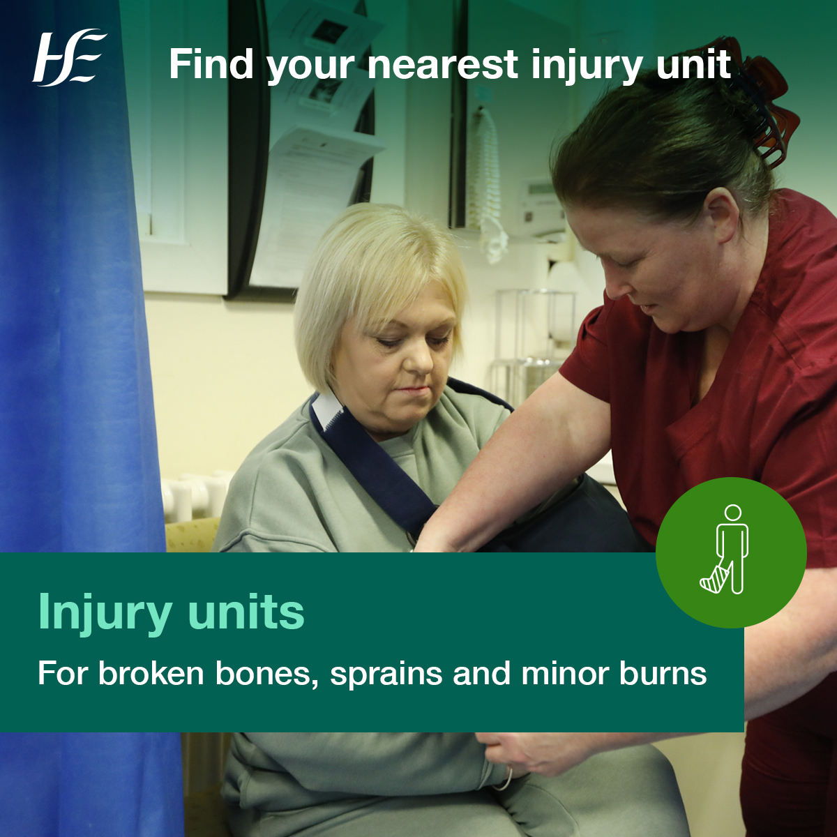 Injury units treat recent injuries (less than 6 weeks old) that are not life-threatening and unlikely to need admission to hospital.

Injury units can treat:
  ➡️ broken bones, sprains and strains, from knees to toes
  ➡️ broken bones, sprains and strains, from collarbone to