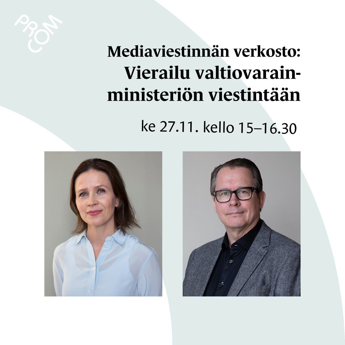 ProCom ry (@procomry) on Twitter photo Miten valtiovarainministeriö viestii ja hoitaa mediasuhteitaan? Mediaviestinnän verkosto vierailee ministeriössä ke 27.11. klo 15–16.30. Puhumassa ovat viestintäjohtaja @jvesikallio ja valtiovarainministerin erityisavustaja <a href="/j_makr/">Jari Mäkäräinen</a>. Ilmoittaudu: tapahtumat.procom.fi/tapahtumat/med… #viestintä Miten valtiovarainministeriö viestii ja hoitaa mediasuhteitaan? Mediaviestinnän verkosto vierailee ministeriössä ke 27.11. klo 15–16.30. Puhumassa ovat viestintäjohtaja @jvesikallio ja valtiovarainministerin erityisavustaja <a href="/j_makr/">Jari Mäkäräinen</a>. Ilmoittaudu: tapahtumat.procom.fi/tapahtumat/med… #viestintä