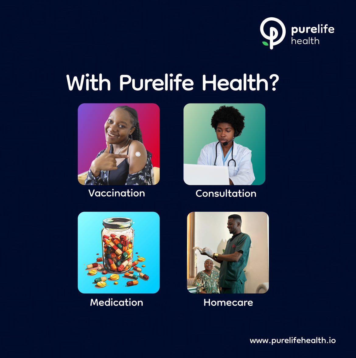 PurelifeNg's tweet image. Binge on good health with Purelife Health!

Your subscription includes:

- Medication delivery
- Doctor’s consultation
- Home care services
- Vaccination

Streamline your healthcare today! Book now at purelifehealth.io.

#Yourpartnerinhealth #HealthcareStreaming