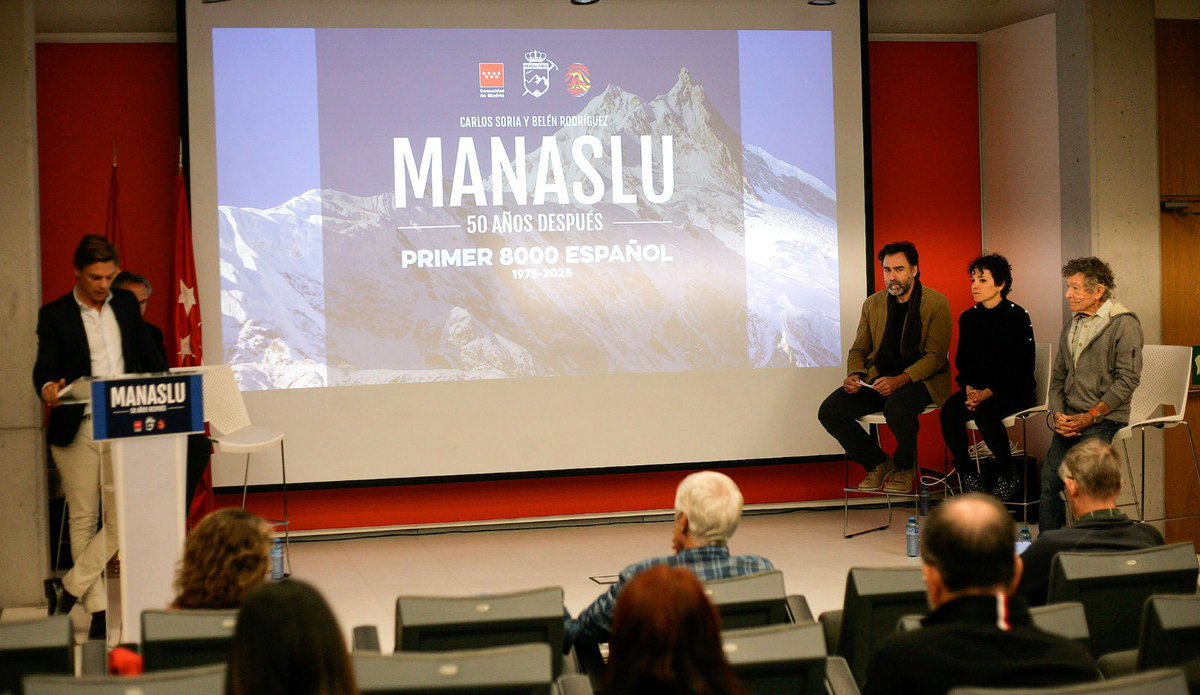 Ayer se presentó “Manaslu 50 años Asistieron @deportecmadri <a href="/RetoCarlosSoria/">Carlos Soria</a> <a href="/TuGestordeSalud/">Belén Rodríguez</a> y @rseapenalara. 
+ INFO en rseapenalara.org/manaslu/ <a href="/elmundoes/">EL MUNDO</a> <a href="/europapress/">Europa Press</a> <a href="/Periesp108k/">elperiódicodeEspaña </a> <a href="/larazon_es/">La Razón</a> <a href="/abc_es/">ABC.es</a> <a href="/libdesnivel/">Librería Desnivel</a> y <a href="/marca/">MARCA</a>. Habrá docu de <a href="/AtrevidaFilms/">AtrevidaFilms</a>