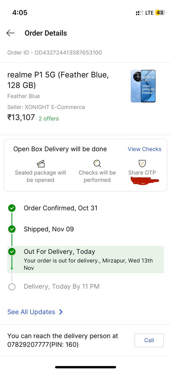 stronger4better's tweet photo. Delivery boy @flipkartsupport @Flipkart refused open box delivery of my  Order ID - OD432724413587653100 and insisted to demand OTP before opening the box. When I refused, he immediately sent cancellation OTP, I refused to provide it again. DOGE सुप्रीम कोर्ट 1/2 https://t.co/bD72V4kAi5