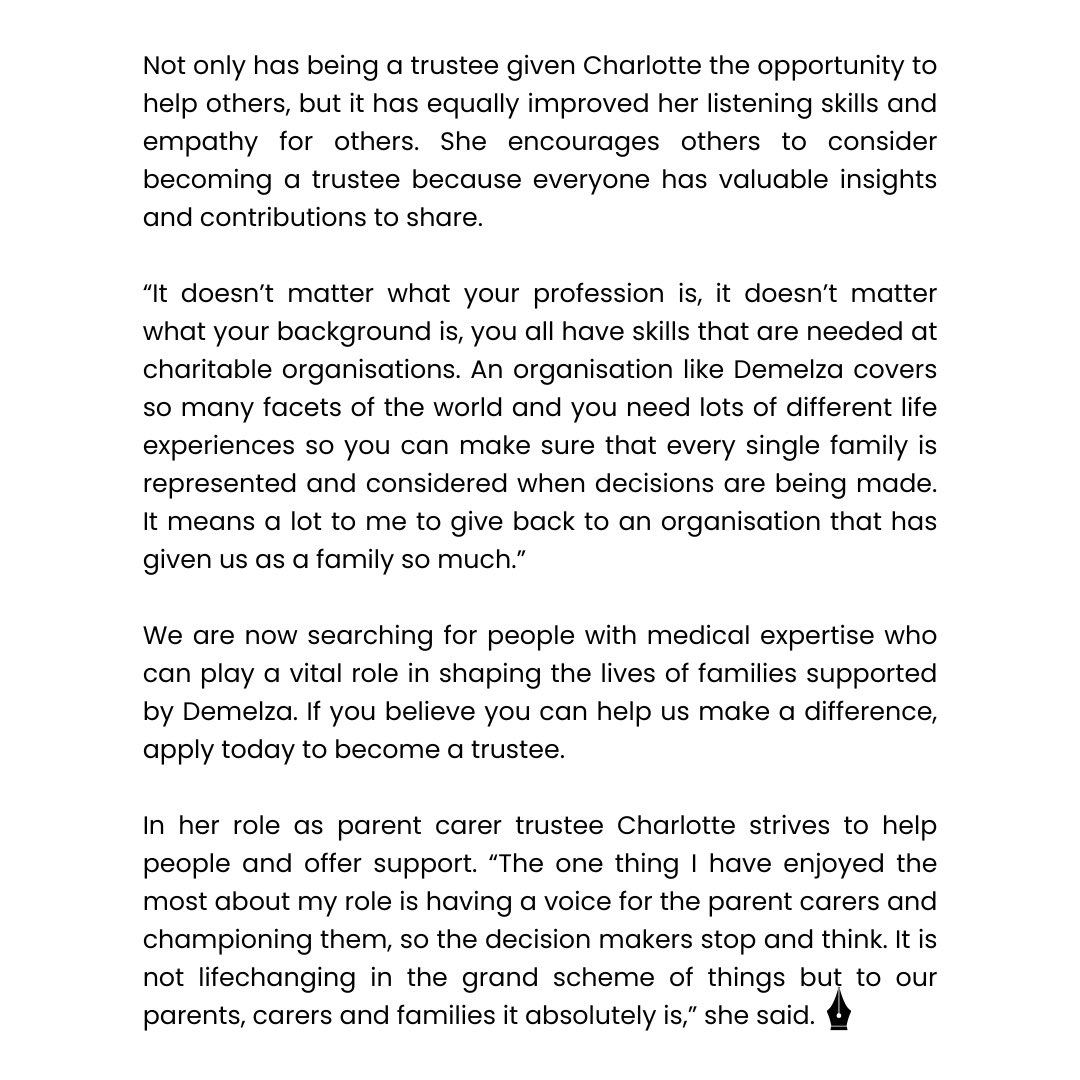 Charlotte Parry-Jones, Business and Commercial Property Associate Solicitor, shares her work with <a href="/DemelzaCharity/">Demelza Charity</a>. Charlotte is a trustee and her family are supported by the charity due to the complex medical needs of her son. 
Demelza is one of J&amp;P's nominated charities.