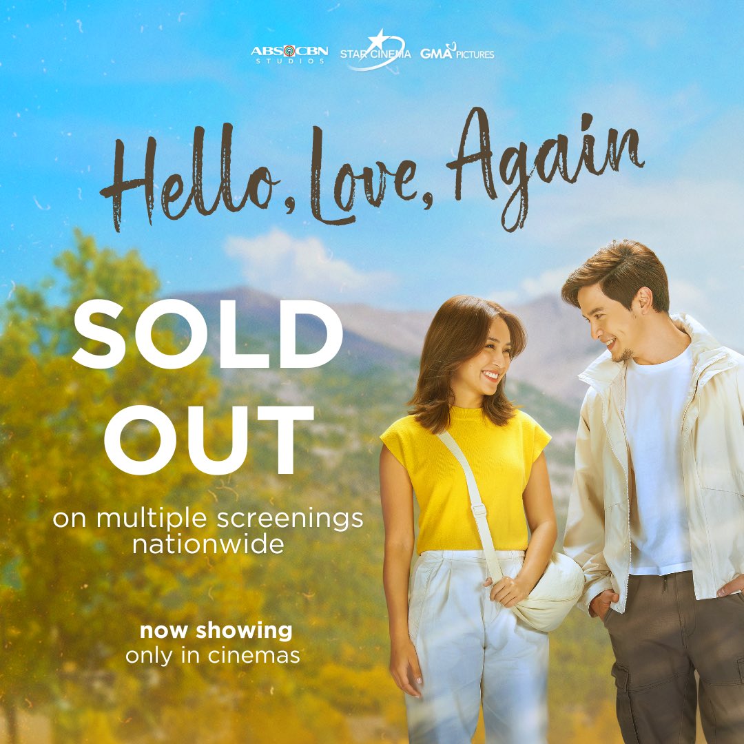 SOLD OUT IN MULTIPLE SCREENINGS ON DAY 1 😱

Thank you for taking the time to let yourself love again with Joy and Ethan today! You are our LOVE! 💜

#HelloLoveAgain NOW SHOWING IN 600 CINEMAS AND MORE WORLDWIDE