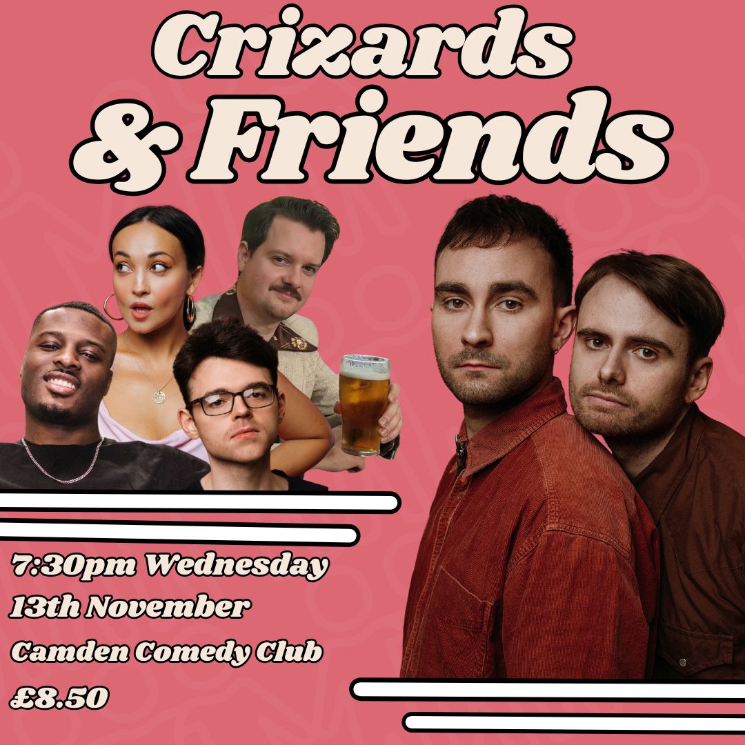 Camden Comedy Club (@camdencomedy) on Twitter photo Another month, another brilliant line up for Crizards and Friends 🗓️
👥Featuring:
Andy Barr <a href="/SomeNiceFun/">Andy Barr</a> 
Roger O'Sullivan <a href="/RogerOSullivan/">Roger O'Sullivan</a> 
Sarah Roberts @SarahRoberts_69 
Micah Hall <a href="/micahhall96_/">micah | mike hall 🇯🇲🇬🇧</a> 
Hosted by: <a href="/eddyhare/">Eddy Hare</a> and <a href="/willrowlandhehe/">Will Rowland</a> 
🎟️Tickets: link.dice.fm/Sb82a8e0d79c Another month, another brilliant line up for Crizards and Friends 🗓️
👥Featuring:
Andy Barr <a href="/SomeNiceFun/">Andy Barr</a> 
Roger O'Sullivan <a href="/RogerOSullivan/">Roger O'Sullivan</a> 
Sarah Roberts @SarahRoberts_69 
Micah Hall <a href="/micahhall96_/">micah | mike hall 🇯🇲🇬🇧</a> 
Hosted by: <a href="/eddyhare/">Eddy Hare</a> and <a href="/willrowlandhehe/">Will Rowland</a> 
🎟️Tickets: link.dice.fm/Sb82a8e0d79c