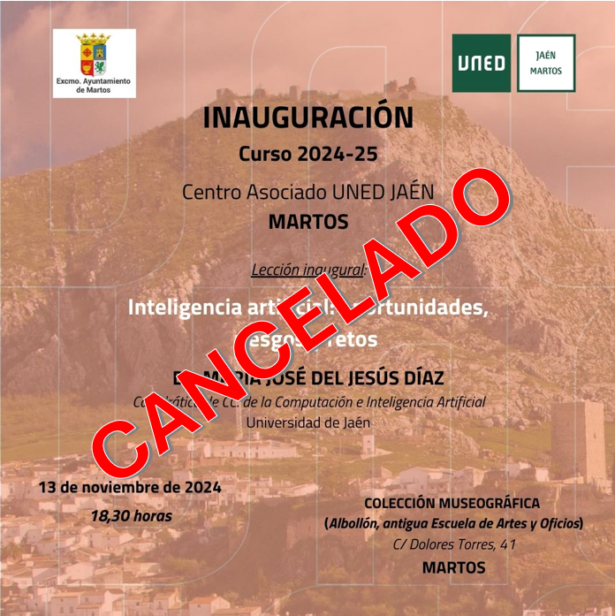 Debido a la alerta amarilla declarada por la #AEMET  por fuertes lluvias, se cancela el acto de inauguración previsto para hoy día 13 de noviembre del nuevo curso 2024/2025 en el aula de #Martos 

Se comunicará la nueva fecha en los próximos días.
#SomosUNED