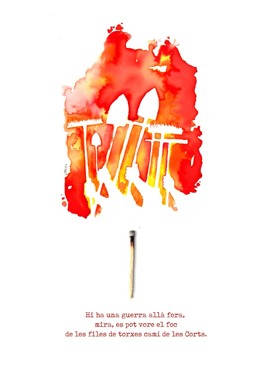 Entimani's tweet image. "Au, senyors! Escureu el plat, 
s'ha acabat el sopar.
Si penseu en fugir busqueu un forat gran... 
Que més d'un s'ha engreixat"

"Anís Tenis", El Jóvens. 2018.