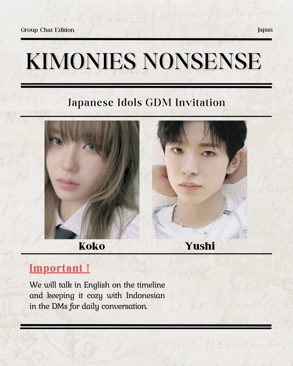 A preliminary call to Nihonjies for you are now invited to fill the vacant spot and define our story together. Leave a trace of your muse’s basic information underneath the tweet and help us to spread the news. 📢