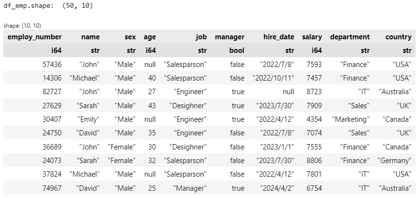 ArtHappyMuseum's tweet image. 書籍「Polarsとpandasで学ぶデータ処理アイデアレシピ」🐻‍❄️ 特訓３日目です！

書籍の employment.csv を見つけられません。。。
やむを得ず、ランダムになんちゃってデータフレームを作成しました😅

#のんびり統計 #Python #Polars