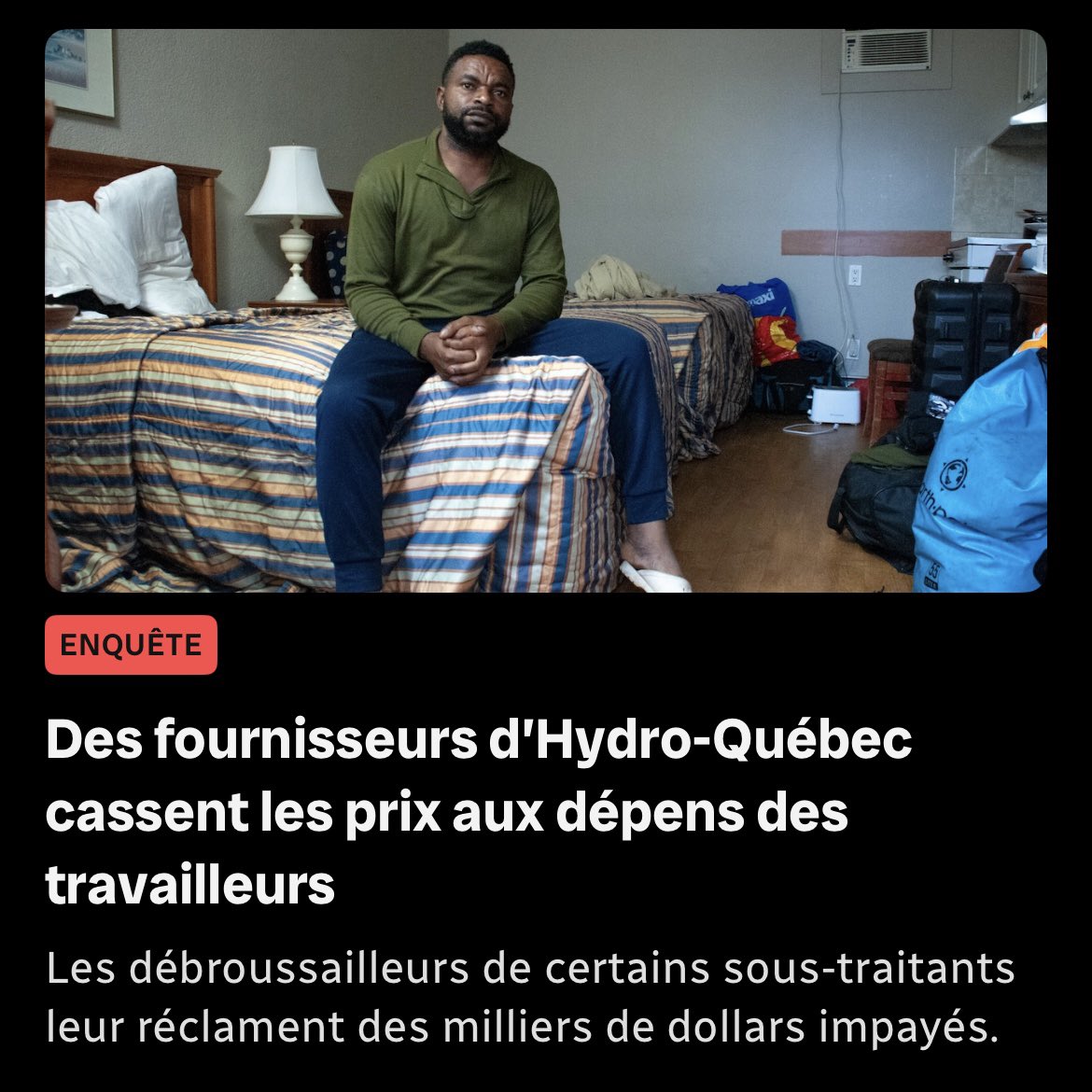 [SUITE DE L’ENQUÊTE] Hydro-Québec accorde des contrats à des prix inhabituellement bas à des sous-traitants pour débroussailler sous ses grandes lignes électriques, ce qui a des conséquences sur les revenus de travailleurs et d’entrepreneurs ici.radio-canada.ca/nouvelle/21195…