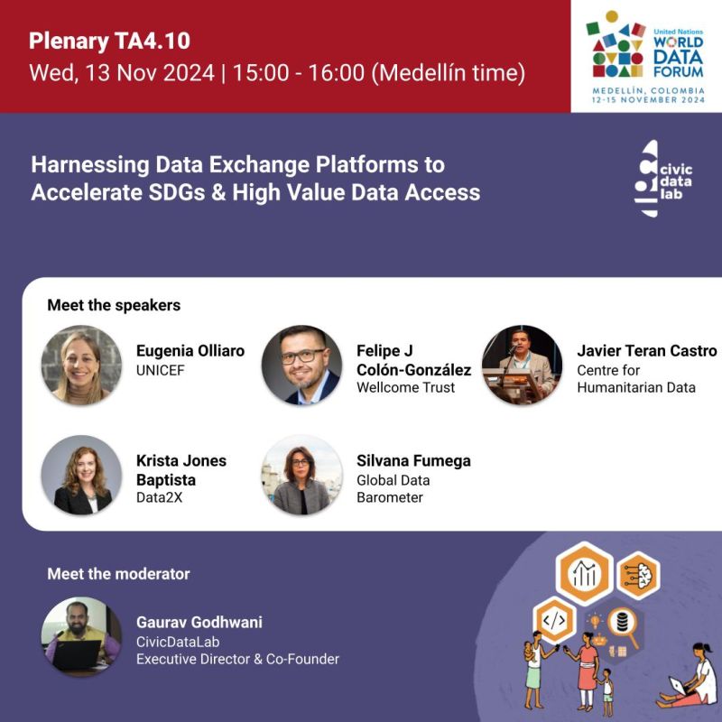 databarometer's tweet image. Happening today at the #UNDataForum!

We are inviting you to join Plenary TA4.10 — &quot;Harnessing Data Exchange Platforms to Accelerate SDGs &amp;amp; High Value Data Access&quot;. The event is hosted by the @CivicDatalab, and the #databarometer&apos;s @SilvanavF will be participating.