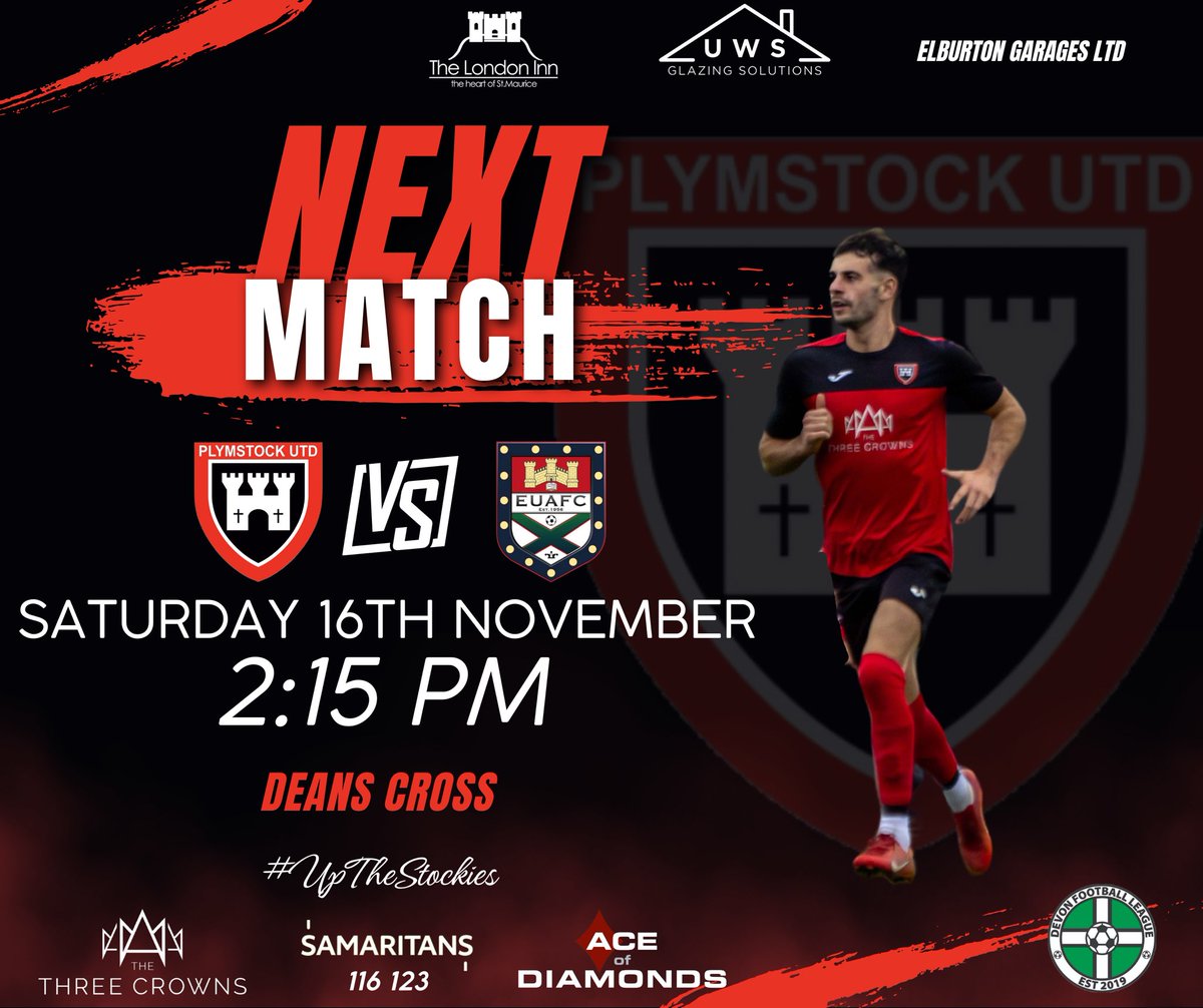 Plymstockutd's tweet image. This Saturday the #Stockies host Exeter Uni in the Devon Football League. 

2:15pm KO.

Come on down and support the lads. 

#UpTheStockies

❤️🖤