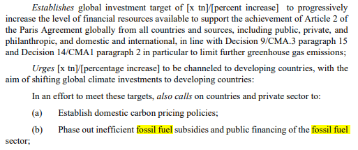 nataliejon_es's tweet photo. The new NCQG text #COP29 has many good elements, from a fossil fuel phase out perspective.

First, in several places in the text, phasing out fossil fuel subsidies is mentioned: https://t.co/hKJJBGjWcc
